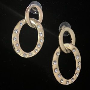 Gold Colored Earrings w/Rhinestones Earrings